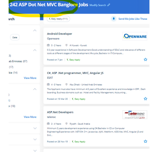 ASP.NET MVC internship jobs in Mesaieed