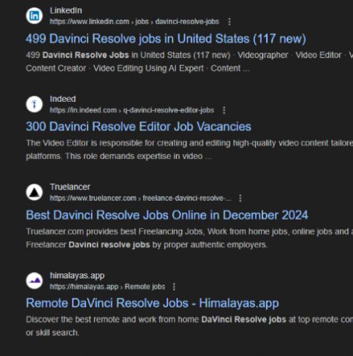 Davinci Resolve internship jobs in Zubarah