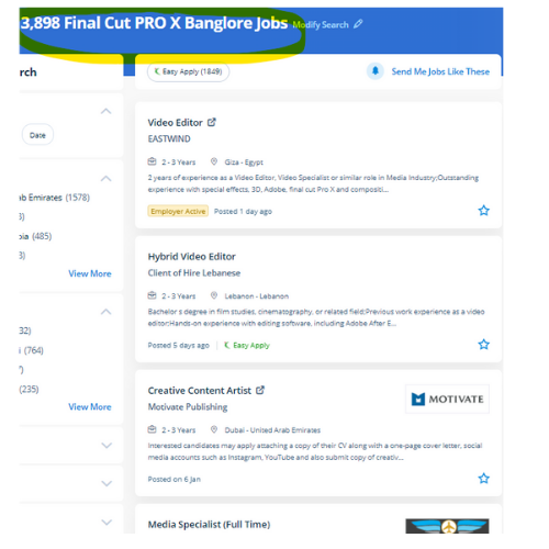 Final Cut Pro X internship jobs in Zubarah