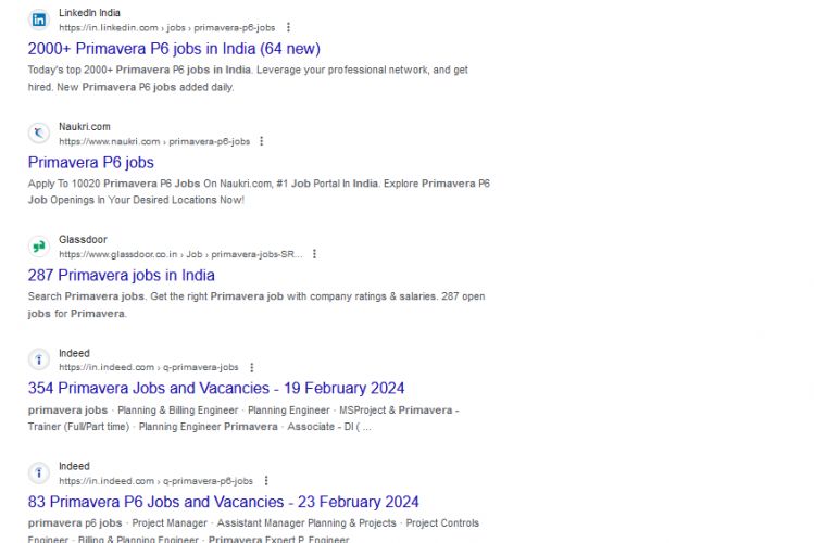 Primavera internship jobs in Zubarah